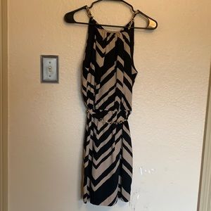Spaghetti strap dress with cinched waist, adjustable/removable belt - size 5